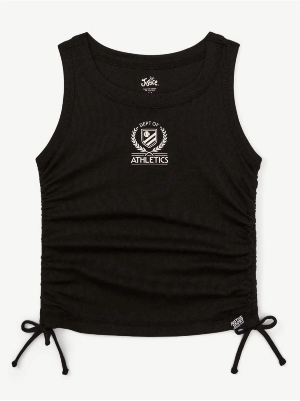Justice Sport Girls’s Side Cinch Sleeveless Tank Top Black Size S (7/8)